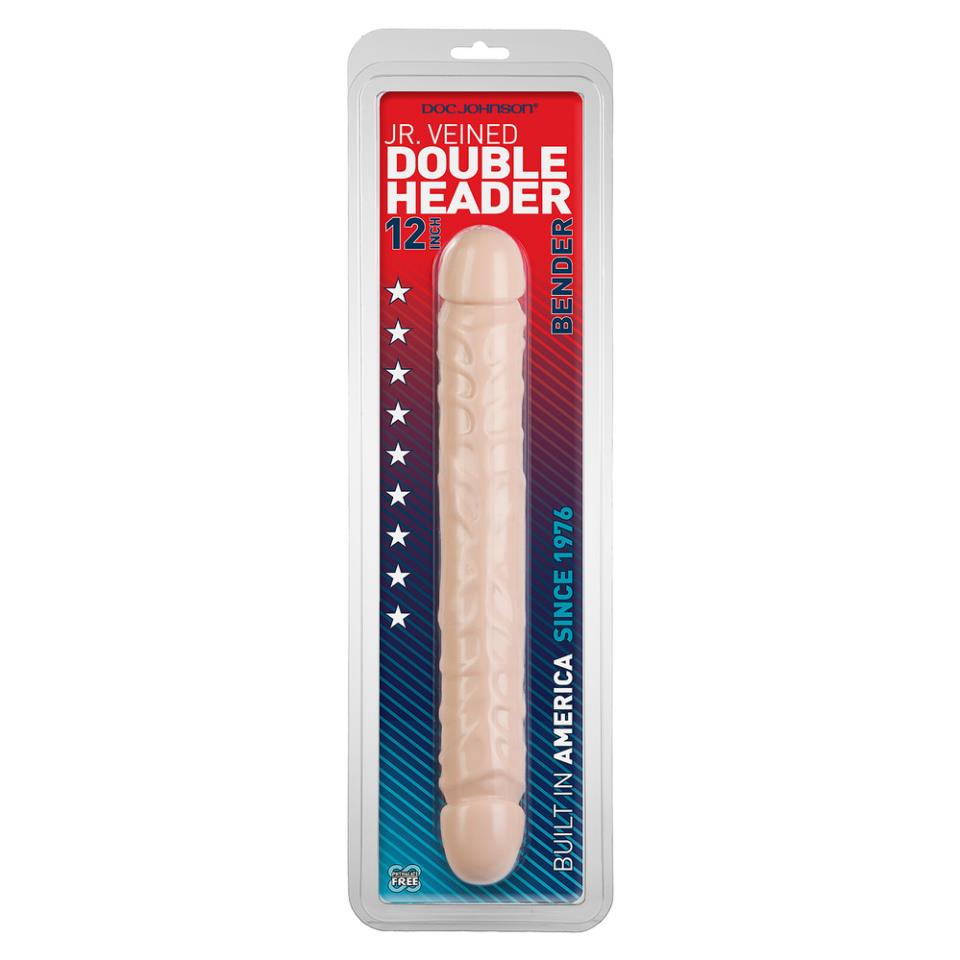 Jr Veined Double Header 12 Inch Bender Dong Flesh Pink