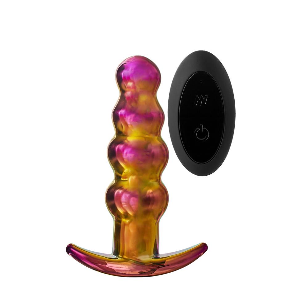 Glamour Glass Remote Control Beaded Butt Plug