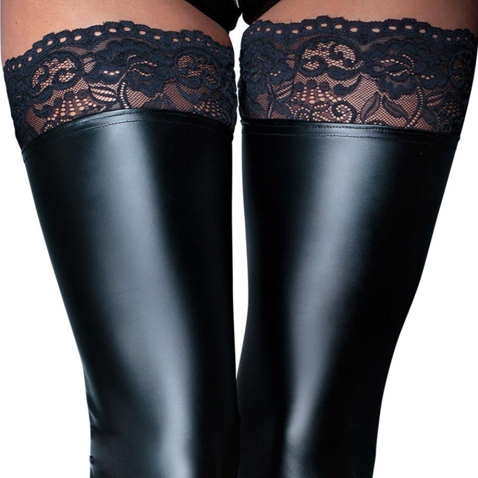 Noir Handmade Black Footless Lace Top Stockings