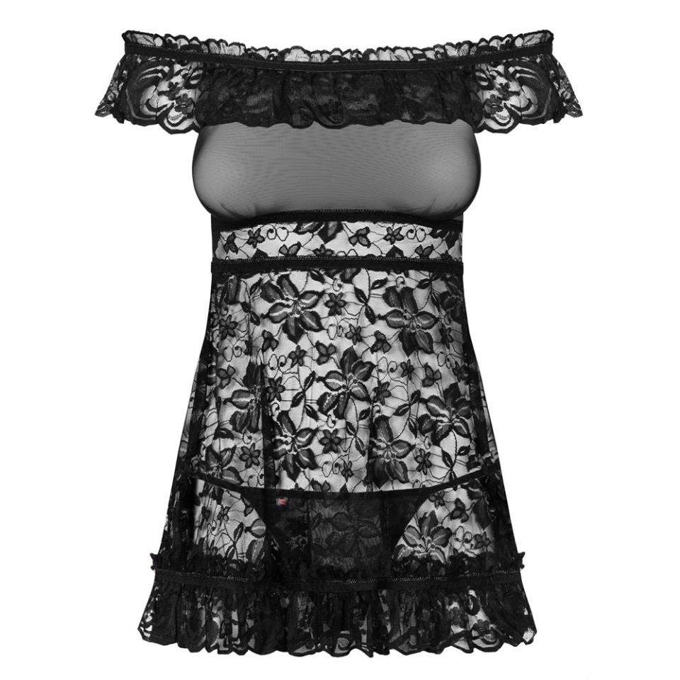 Obsessive Lacey Babydoll And String Black