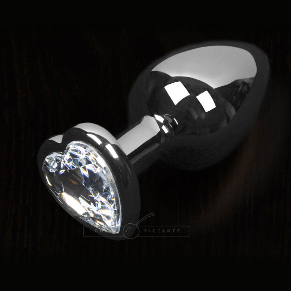 Dolce Piccante Silver Style Small Anal Plug Clear Heart Gem