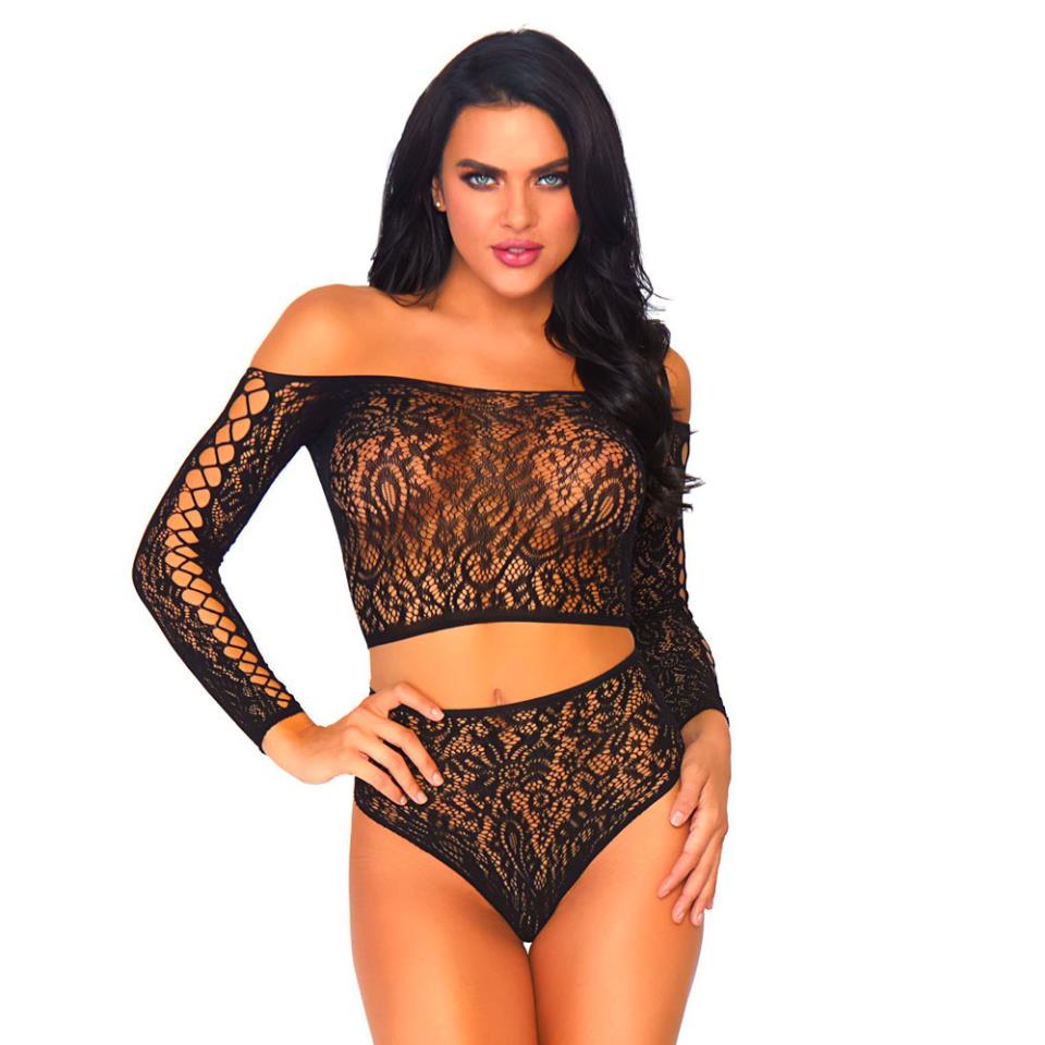 Leg Avenue 2 Piece Lace Top And Thong One Size 6 to 12