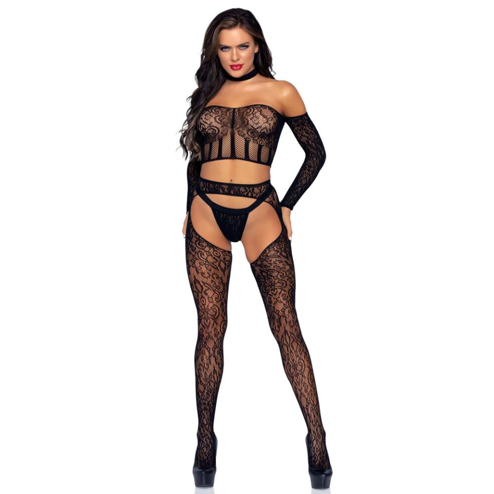 Leg Avenue Top and Suspender Set UK 6 to 12