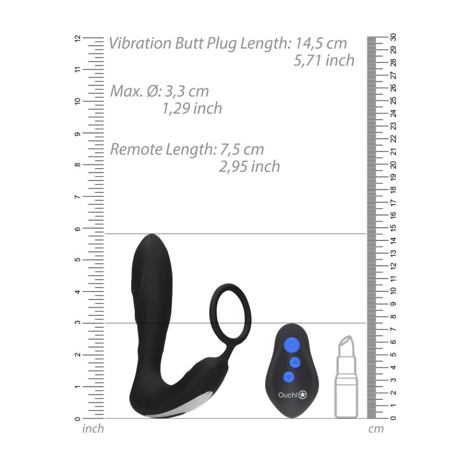 Ouch E Stimulation And Vibration Butt Plug And Cock Ring