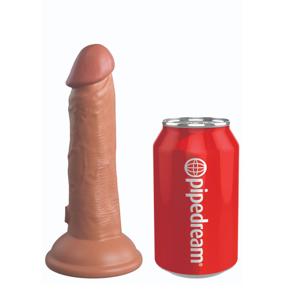 King Cock Elite 6 Inch Dual Density Vibrating Cock Flesh Brown