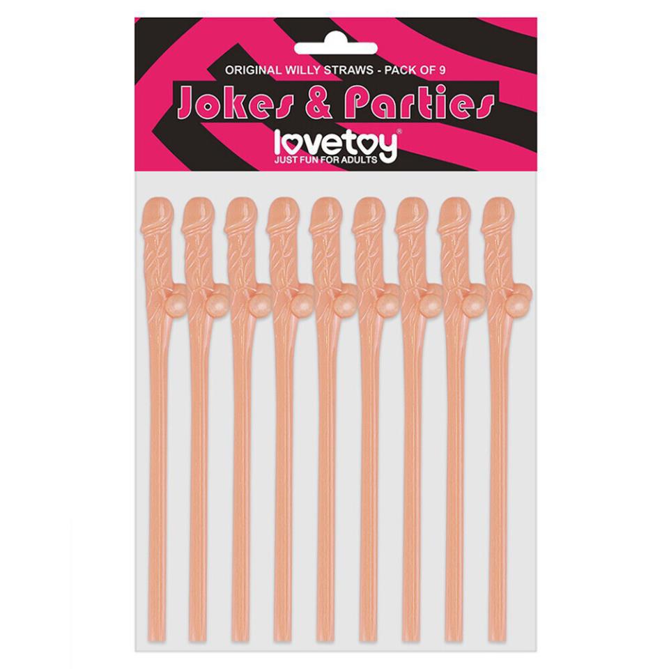 Lovetoy Pack Of 9 Willy Straws Flesh Pink