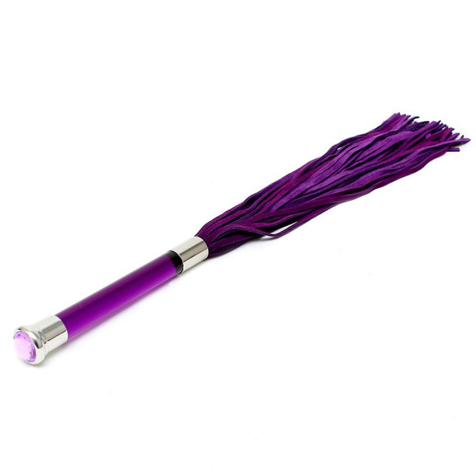 Purple Suede Flogger With Glass Handle And Crystal