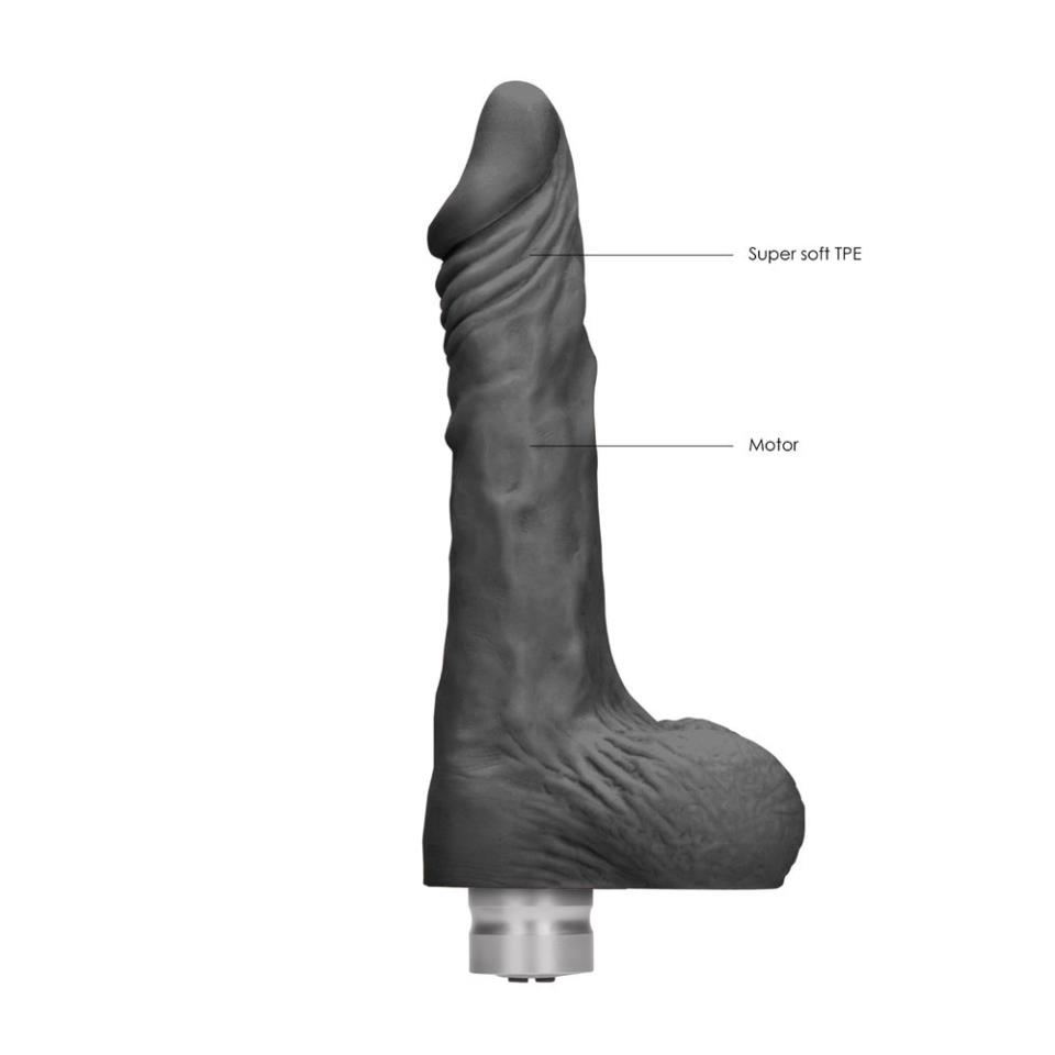 RealRock 9 Inch Black Realistic Vibrating Dildo With Balls