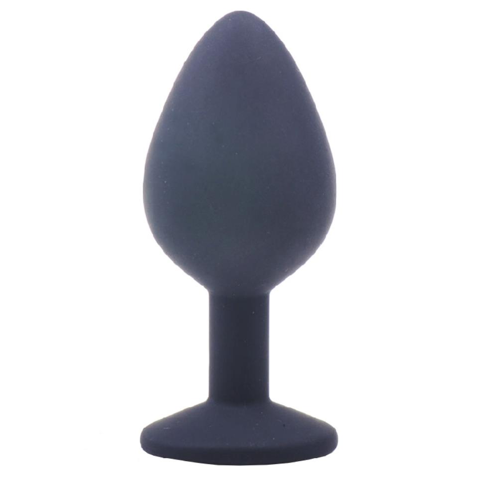 Medium Black Jewelled Silicone Butt Plug