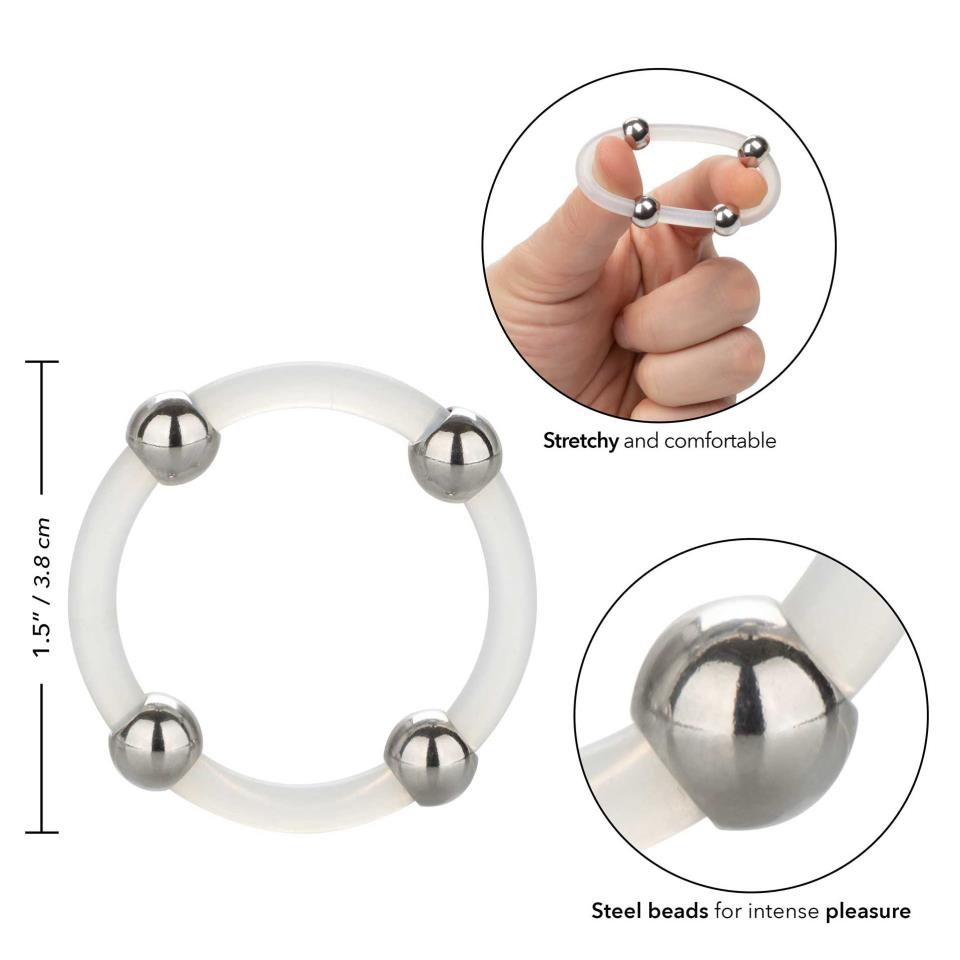 Steel Beaded Silicone Cock Ring XL