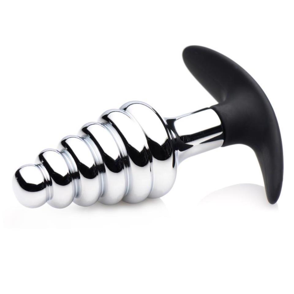 Master Series Dark Hive Metal And Silicone Ribbed Anal Plug